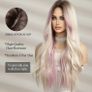 Ombre blonde wig with pink purple highlights Image 3