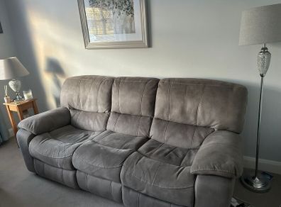 3 & 2 Seater Manual Recliner Sofa Set - Grey