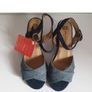 PieSanto Navy Blue Leather Suede Sandals EU35 UK2 Block Heel BNIB Spain  CAN POST Image 2
