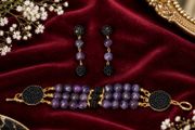Natural Amethyst Bracelet &amp; Earrings Set