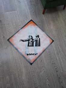 Banksy Reproduction Sheet Metal Road Sign Pulp Fiction