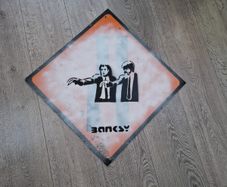 Banksy Reproduction Sheet Metal Road Sign Pulp Fiction