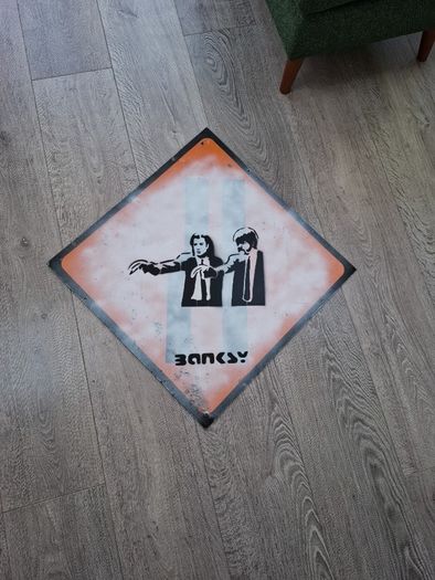 Banksy Reproduction Sheet Metal Road Sign Pulp Fiction
