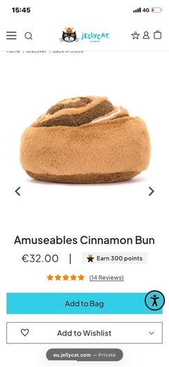New JELLYCAT Amuseables Cinnamon Bun