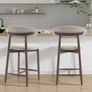 2PCS Counter Height Bar Stools with Back, Modern Upholstered Bar Chairs with Ergonomic Backrest & Footrest, Rubberwood Frame, Breathable Fabric, Padded Seat for Kitchen Island & Home Bar Image 4