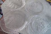 Pair Goran Warff Party Glass Marina Crab Dinner Plates - Kosta Boda, Sweden 1970s HTF