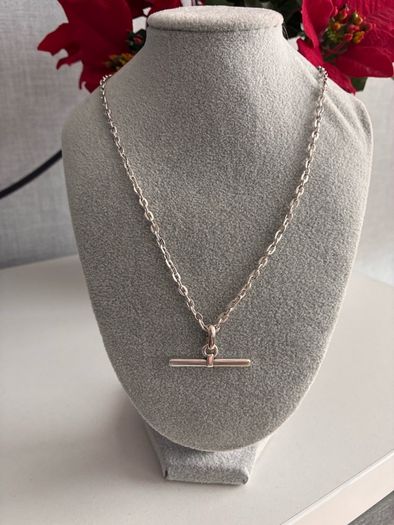 Antique Silver Plated T-bar Necklace