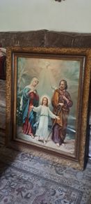 Huge Victorian Picture Holy Family Framed