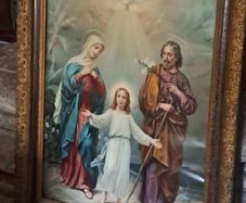 Huge Victorian Picture Holy Family Framed