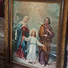Huge Victorian Picture Holy Family Framed