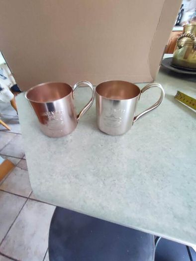 SET OF 2 Vintage 12oz. Aluminum Smirnoff Mule Mug Cup Made In Hong Kong