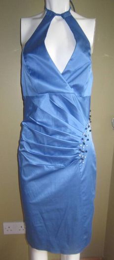 halter blue dress with rhinestones sizes xs/s and m/l