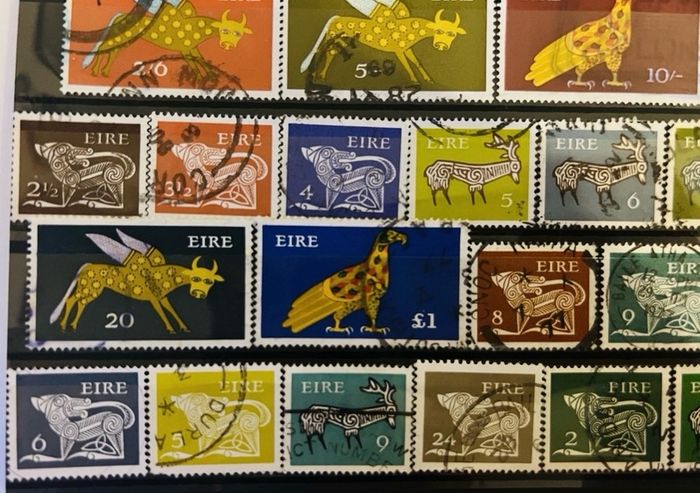Irish 1970s stamps animal drawings definitive series Used lot