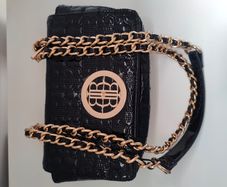 River Island Black Patent Crossbody Bag