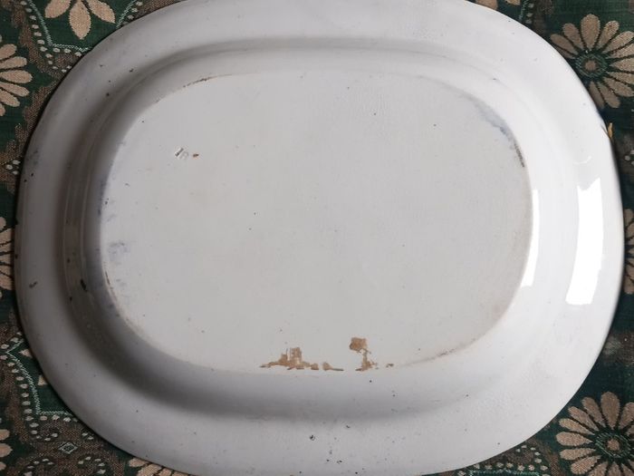Large Staffordshire willow pattern platter.