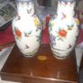 A Beautiful Pair of Old Chinese Porcelain Vases in a Colorful Floral and Butterfly Pattern possibly in the Famille Rose style, in nice condition Image 2