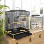 Large Metal Bird Cage with Perches, Food Bowls, Swing, for Budgies, Parakeets, Black Image 5