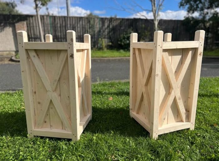 Solid Wood Front Door Planter Box - pair