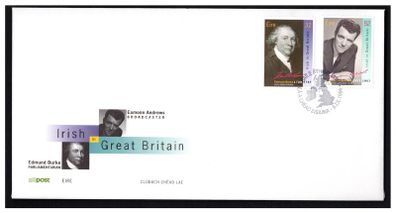 1994 Ireland Impact of the Irish Abroad England: Edmund Burke & Eammon Andrews Commemorative Stamps  An Post First Day Cover (FDC)