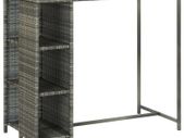 Bar Table with Storage Rack Grey 120x60x110 cm Poly Rattan