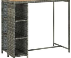 Bar Table with Storage Rack Grey 120x60x110 cm Poly Rattan