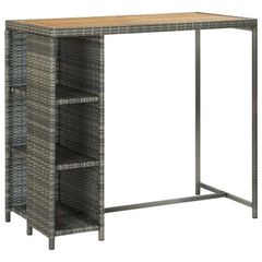 Bar Table with Storage Rack Grey 120x60x110 cm Poly Rattan