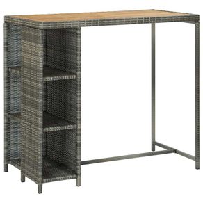 Bar Table with Storage Rack Grey 120x60x110 cm Poly Rattan