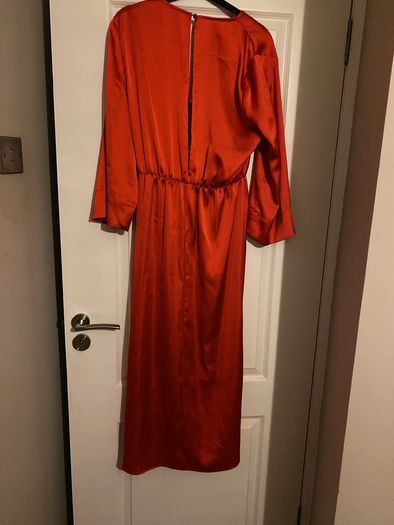Zara red satin effect dress