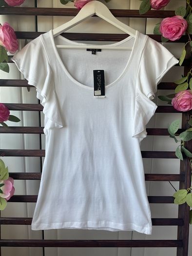 top Bnwt topshop 100% cotton frilled detail top/ tshirt