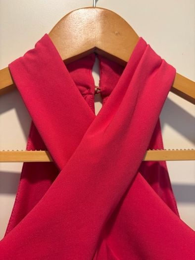 Lipsy Pink Cross.  Front Halter Neck Midi Dress    Size 10 (Excellent Condition)