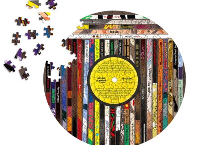 Collectible Retro Hip Hop Classics Vinyl Shaped Circular Jigsaw Puzzle