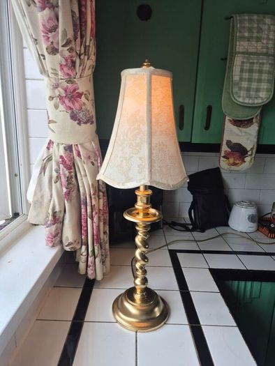 Lamp Vintage Gold metal tall slim table lamp