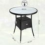 Polyrattan Side Table 60cm  Garden Table with Frosted Glass Table Top 60cm Image 4
