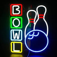 Bowl Neon Sign Bowling Room Neon Light Gaming Room Neon Sign Blue White Led Neon Sign for Wall Decor USB Light up Sign for Game Room Pool Room Bar Club Store Party Decor Gift for Boys Men (FREE POSTAGE)