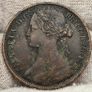 Great Britain 1874 H Penny Coin Queen Victoria Heaton Mint Image 3