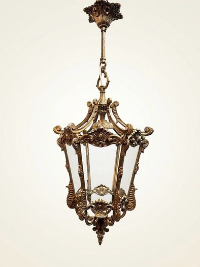 1950s French Louis XV Style Heavy Chrome Lantern