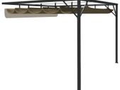 Garden Wall Gazebo with Retractable Roof 3x3 m Taupe 180 g/m