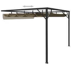 Garden Wall Gazebo with Retractable Roof 3x3 m Taupe 180 g/m