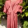 Salmon Pink- Coral Silk Feel Dress Image 2