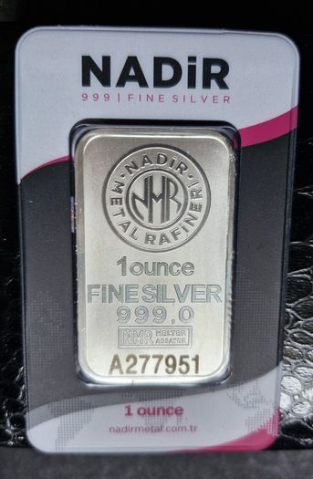 Turkey Nadir Metal Refinery Silver 1 Oz .999 Fine Sealed Bar In Assay Card
