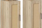 Slim Bedside Table Set of 2, Rattan