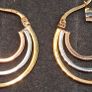 9ct three tones yellow, white,and rose gold triple hoop earrings Image 2
