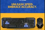 ANG WS-880 Wireless Keyboard And Optical Mouse Combo - Black &amp; Blue