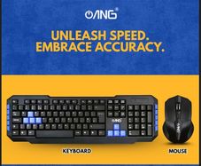 ANG WS-880 Wireless Keyboard And Optical Mouse Combo - Black & Blue