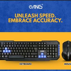 ANG WS-880 Wireless Keyboard And Optical Mouse Combo - Black & Blue