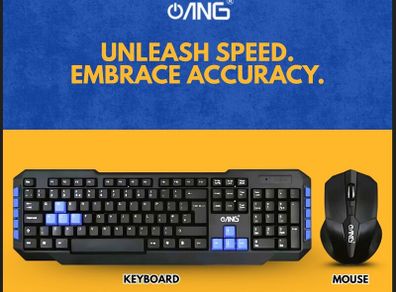 ANG WS-880 Wireless Keyboard And Optical Mouse Combo - Black & Blue
