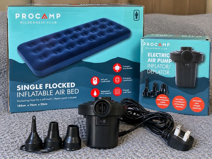 ProCamp Single Inflatable Air Bed + Electric Pump, Camping Guest Bed Bundle