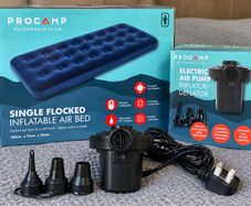ProCamp Single Inflatable Air Bed + Electric Pump, Camping Guest Bed Bundle
