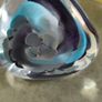 Vintage Paperweight Or Ring Tree Caithness Style 1990 Clear, Blue, Purple Swirl 6 inchs tall. Image 6