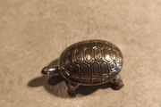 Vintage Mini Metal Turtle Trinket Box /Figurine /Pillbox /Tiny Turtle / portable ashtray.